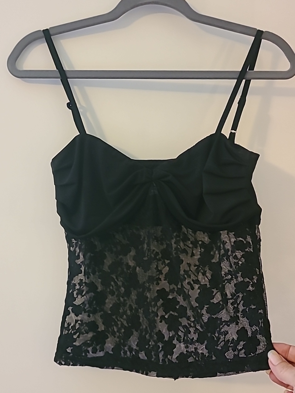 Y2K Sky to Moon Black Sheer Lace Cami corset Top adjustable straps Fairygrunge
